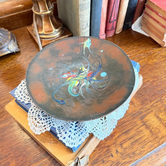 MCM 1960's Pollack Inspired Enamel Copper Plate - Picture 3 of 10